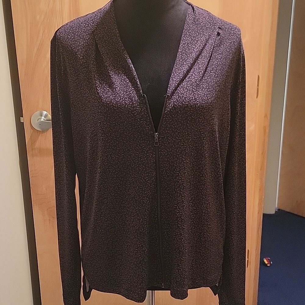 Tahari Women's Dark Purple Zip Up Top Sz Med